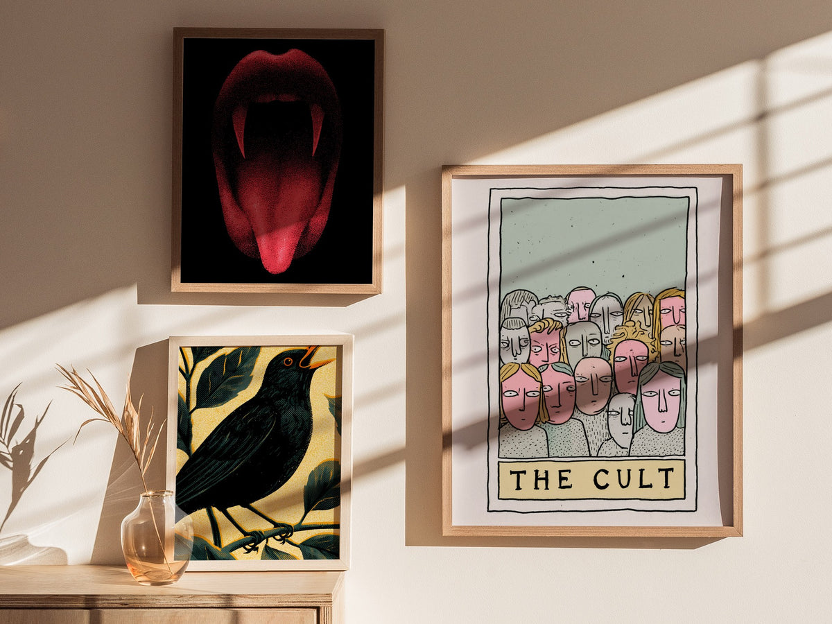 The Cult Poster | Sage and Dusty Pen and Ink Art Print | Tarot Wall Art — styled in an interior