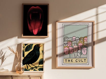 The Cult Poster | Sage and Dusty Pen and Ink Art Print | Tarot Wall Art — styled in an interior