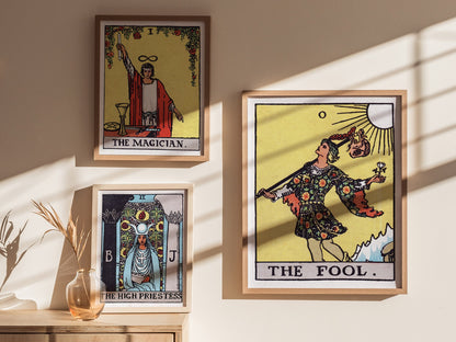 The Fool Poster | Tarot Art Print — styled in an interior