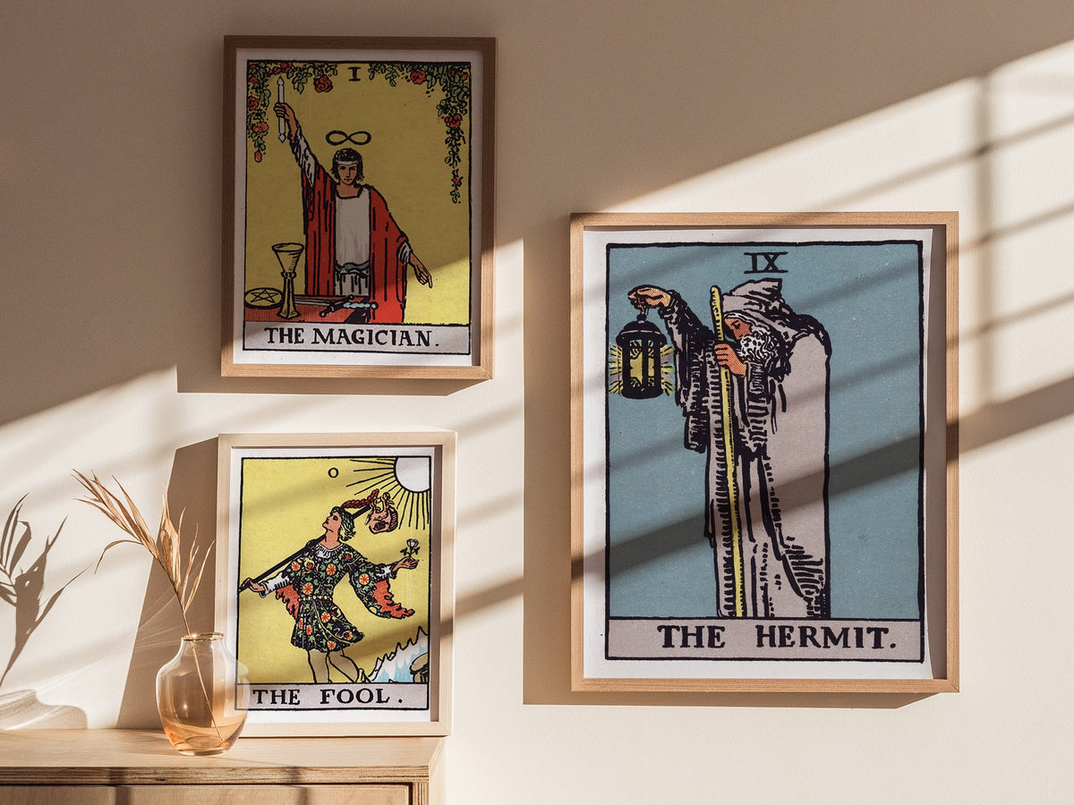 The Hermit Poster | Tarot Art Print — styled in an interior
