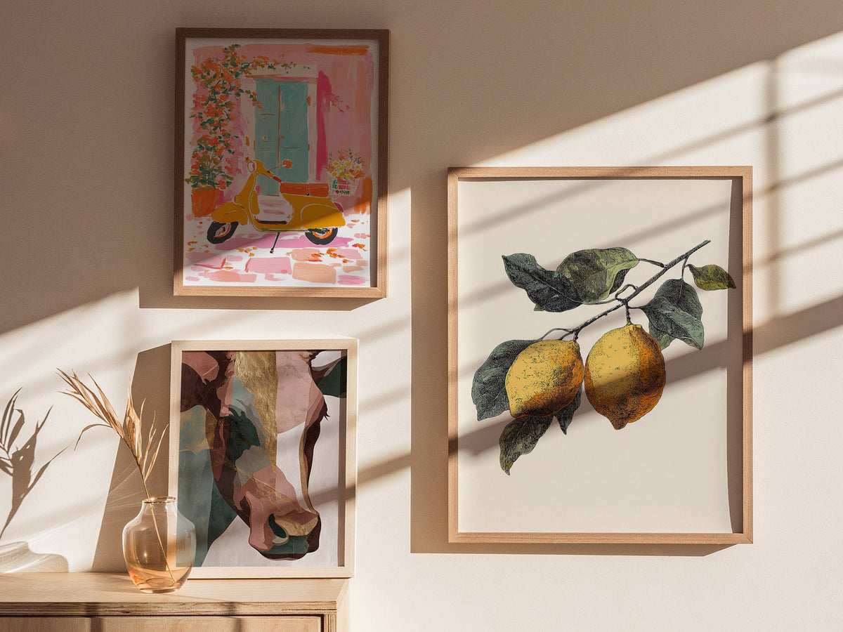 Lemons 01 Poster | Floral and Plants Art Print — styled in an interior