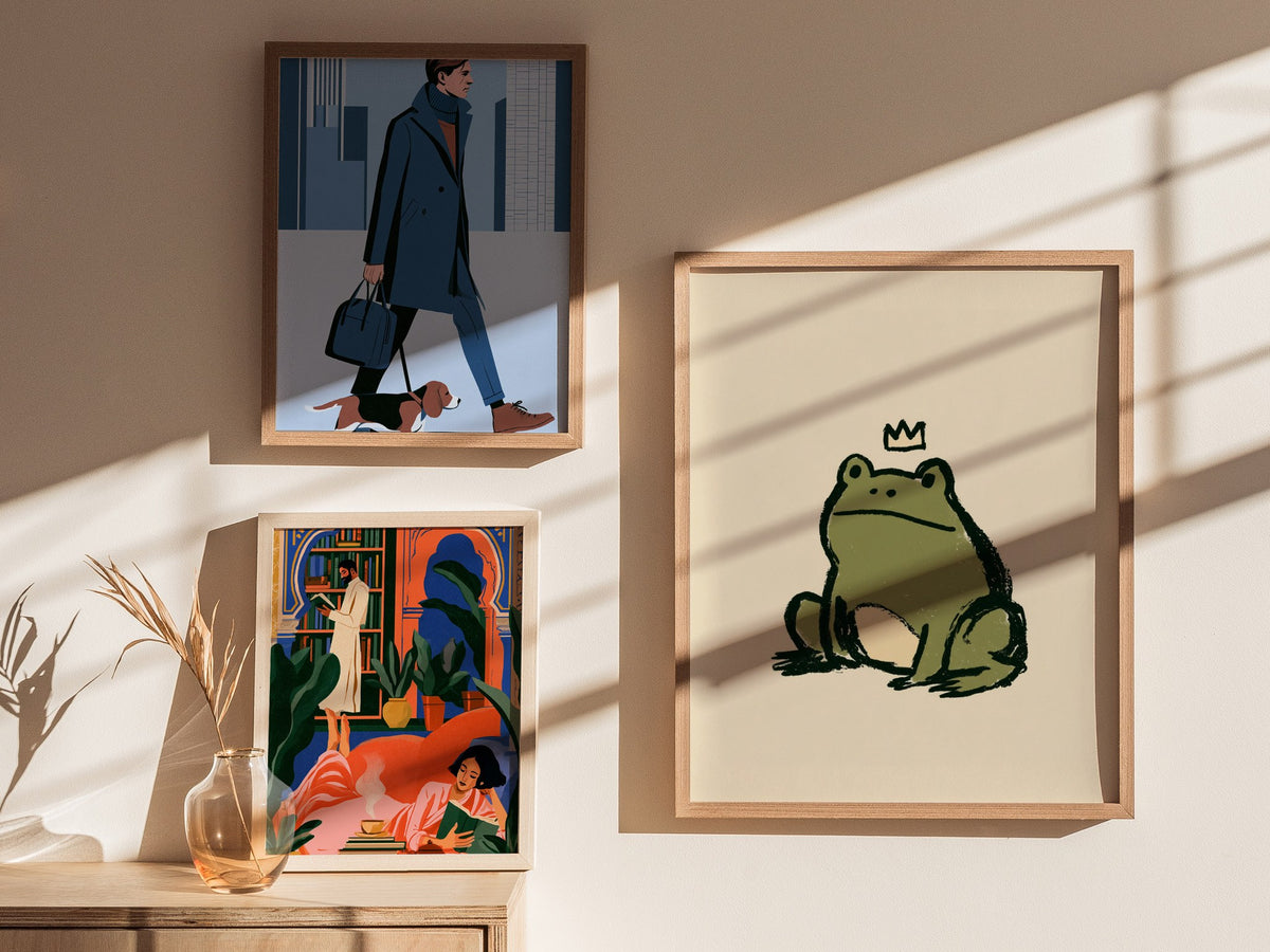 Frog Rules Poster | Olive and Cream Illustrative Art Print | Kids Room Wall Art — styled in an interior