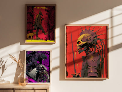 Cyberpunk Death Poster | Tarot Art Print — styled in an interior