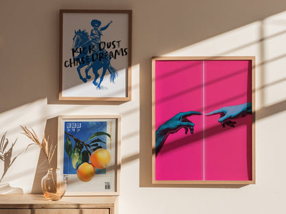 Neon Michelangelo Poster | Artistic Art Print — styled in an interior