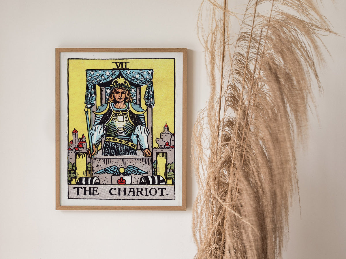 The Chariot Poster | Tarot Art Print — styled in an interior