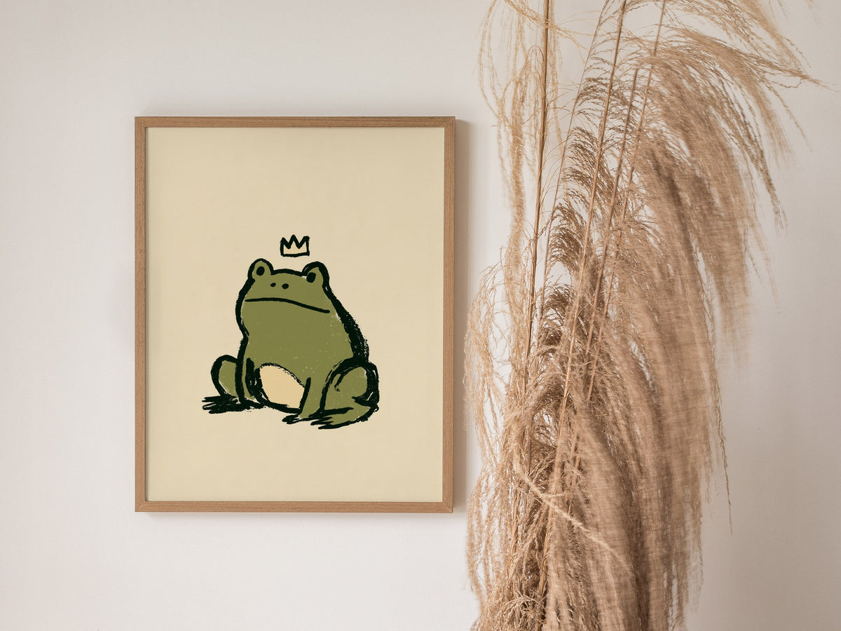 Frog Rules Poster | Olive and Cream Illustrative Art Print | Kids Room Wall Art — styled in an interior