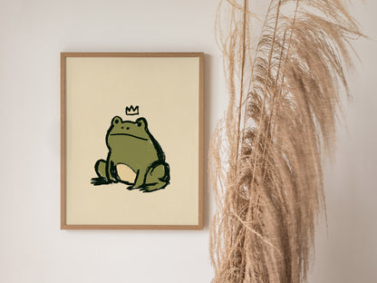 Frog Rules Poster | Olive and Cream Illustrative Art Print | Kids Room Wall Art — styled in an interior