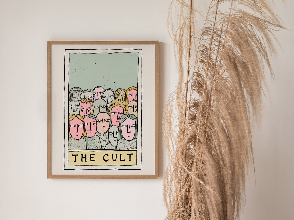 The Cult Poster | Sage and Dusty Pen and Ink Art Print | Tarot Wall Art — styled in an interior