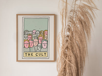 The Cult Poster | Sage and Dusty Pen and Ink Art Print | Tarot Wall Art — styled in an interior