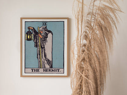 The Hermit Poster | Tarot Art Print — styled in an interior