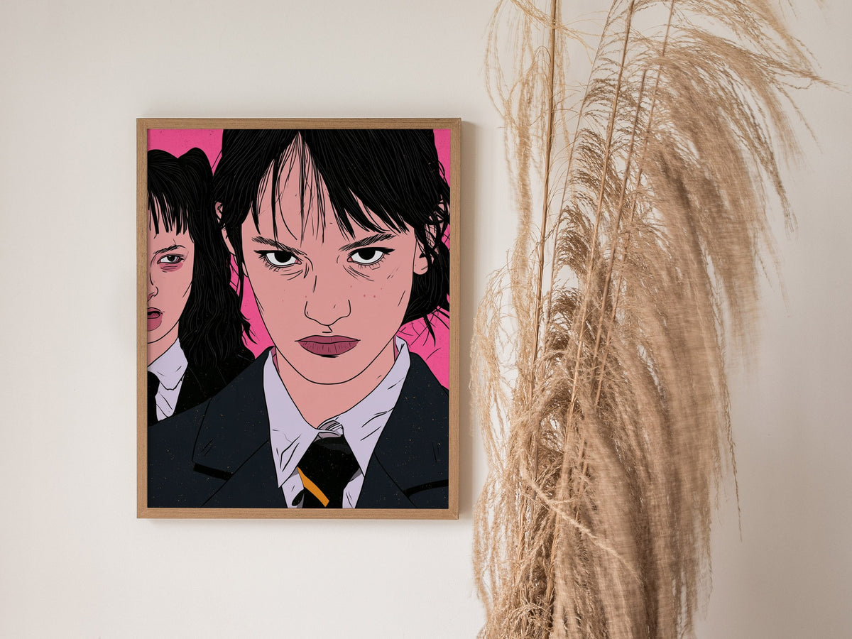 Mean Girls Stand Poster | Green and Gold Illustrative Art Print | Dark Academia Wall Art — styled in an interior