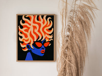 Skull Melts Colors Poster | Rainbow and Black Illustrative Art Print | Goth Wall Art — styled in an interior