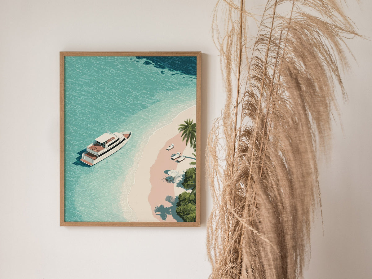 Luxury Yacht Poster | Liminal Art Print — styled in an interior