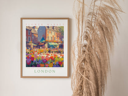 Flower Market London Poster | Floral and Plants Art Print — styled in an interior