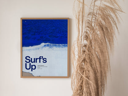 Surf Poster | Exhibit Art Print — styled in an interior