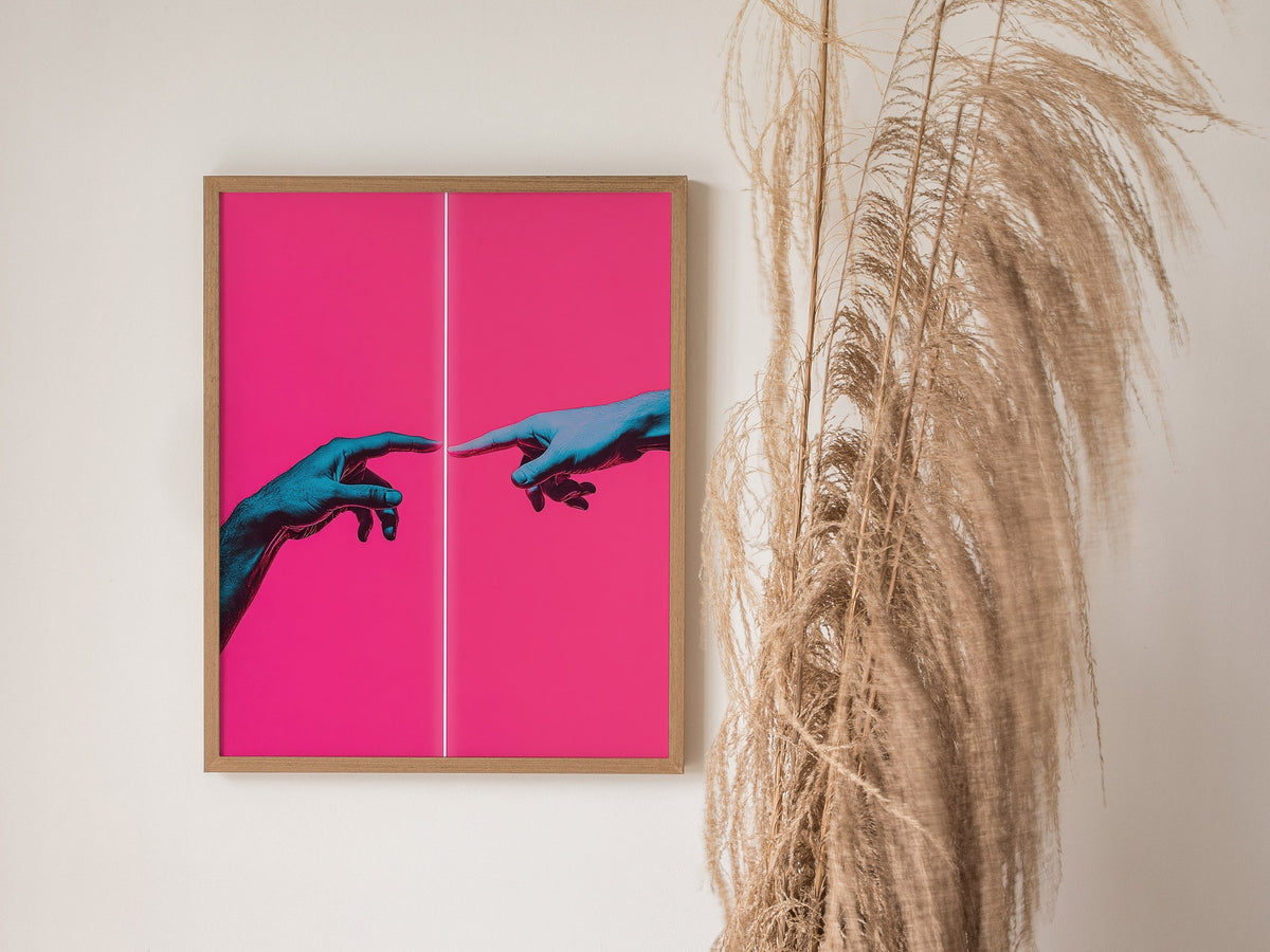 Neon Michelangelo Poster | Artistic Art Print — styled in an interior