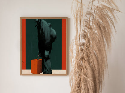 Courier Carries Weight Poster | Teal and Orange Screen Print Art Print | Dark Fantasy Wall Art — styled in an interior