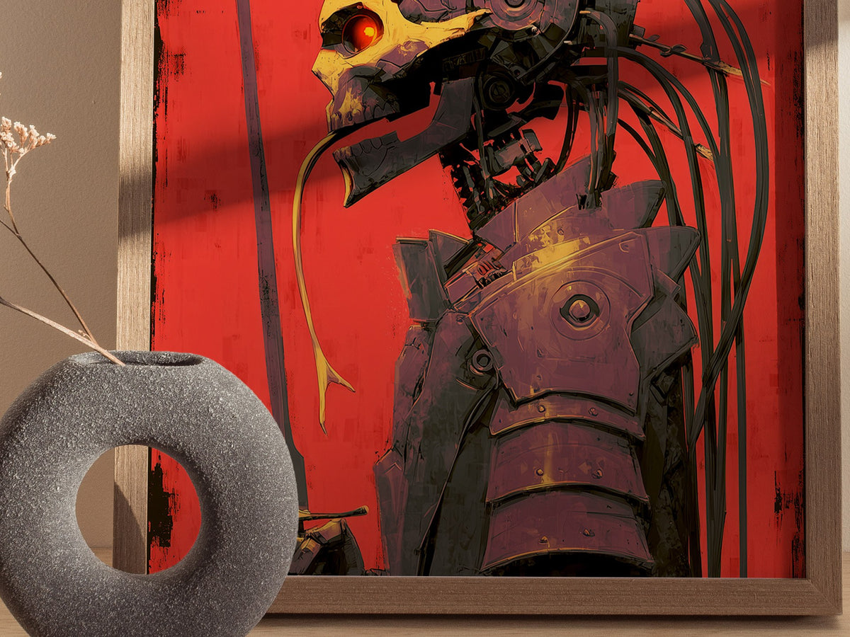 Cyberpunk Death Poster | Tarot Art Print — styled in an interior