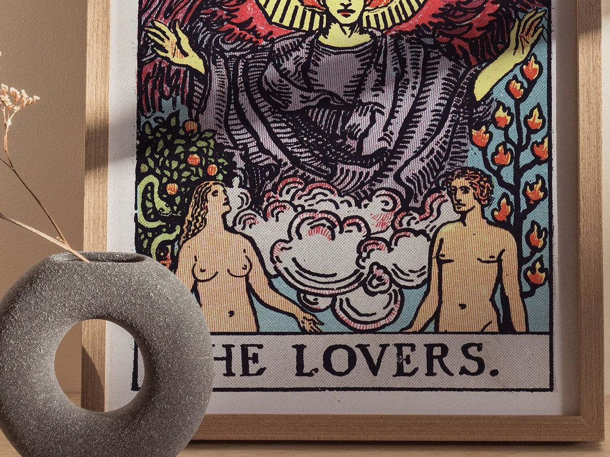 The Lovers Poster | Tarot Art Print — styled in an interior