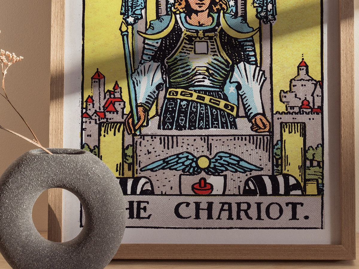 The Chariot Poster | Tarot Art Print — styled in an interior