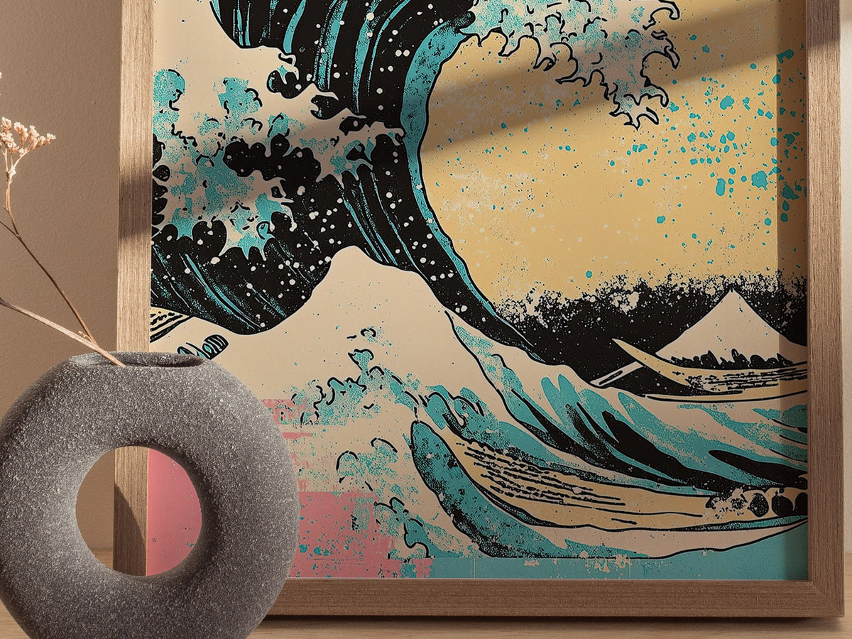 Hokusai Wave - Pop Poster | Travel Art Print — styled in an interior