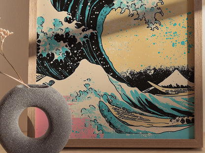 Hokusai Wave - Pop Poster | Travel Art Print — styled in an interior