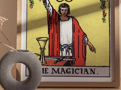 The Magician Poster | Tarot Art Print — styled in an interior