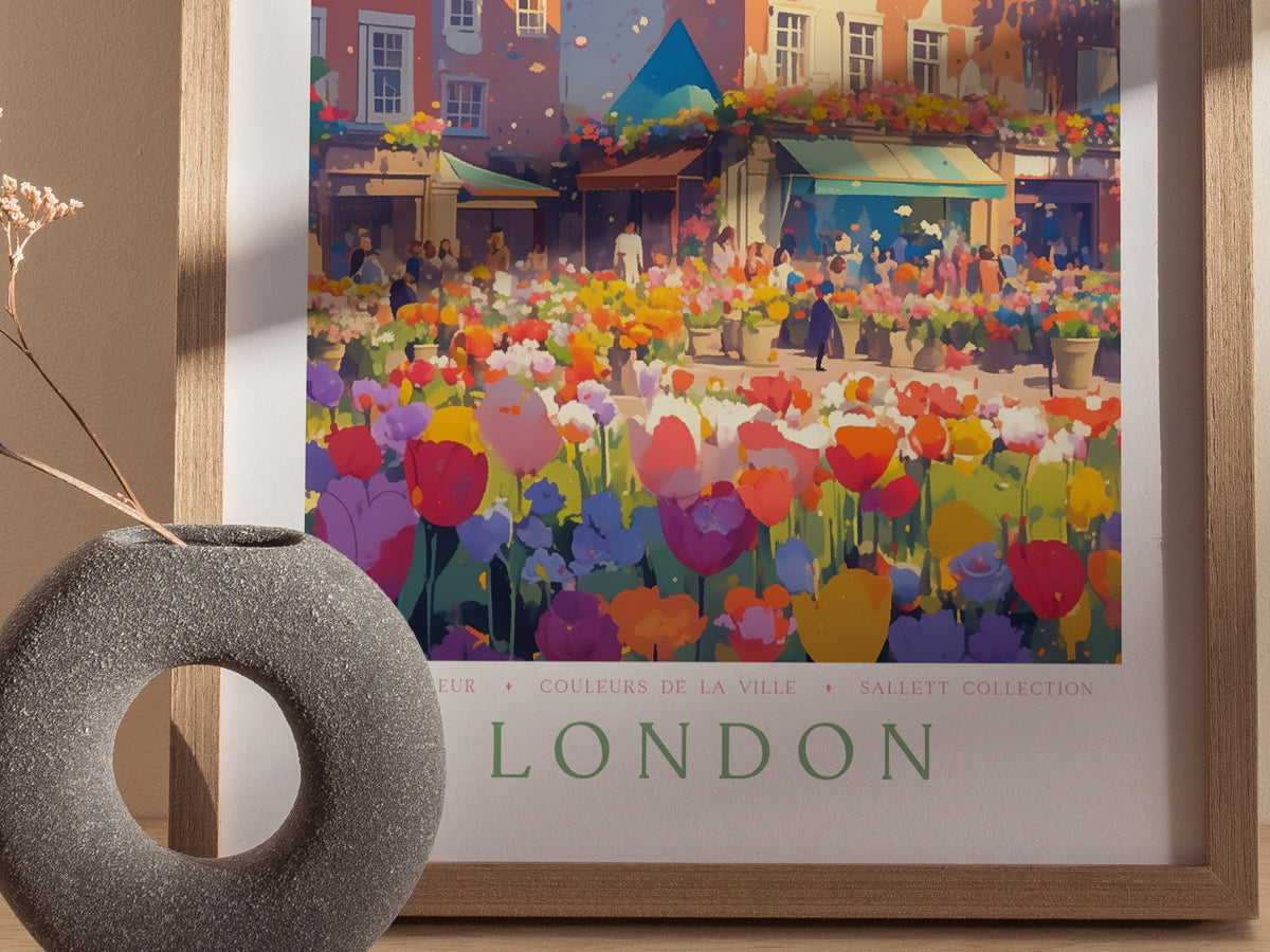Flower Market London Poster | Floral and Plants Art Print — styled in an interior