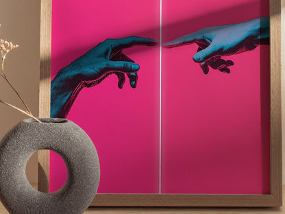 Neon Michelangelo Poster | Artistic Art Print — styled in an interior