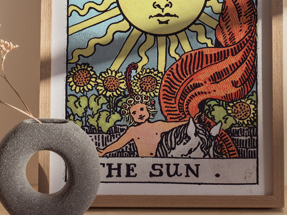 The Sun Poster | Tarot Art Print — styled in an interior