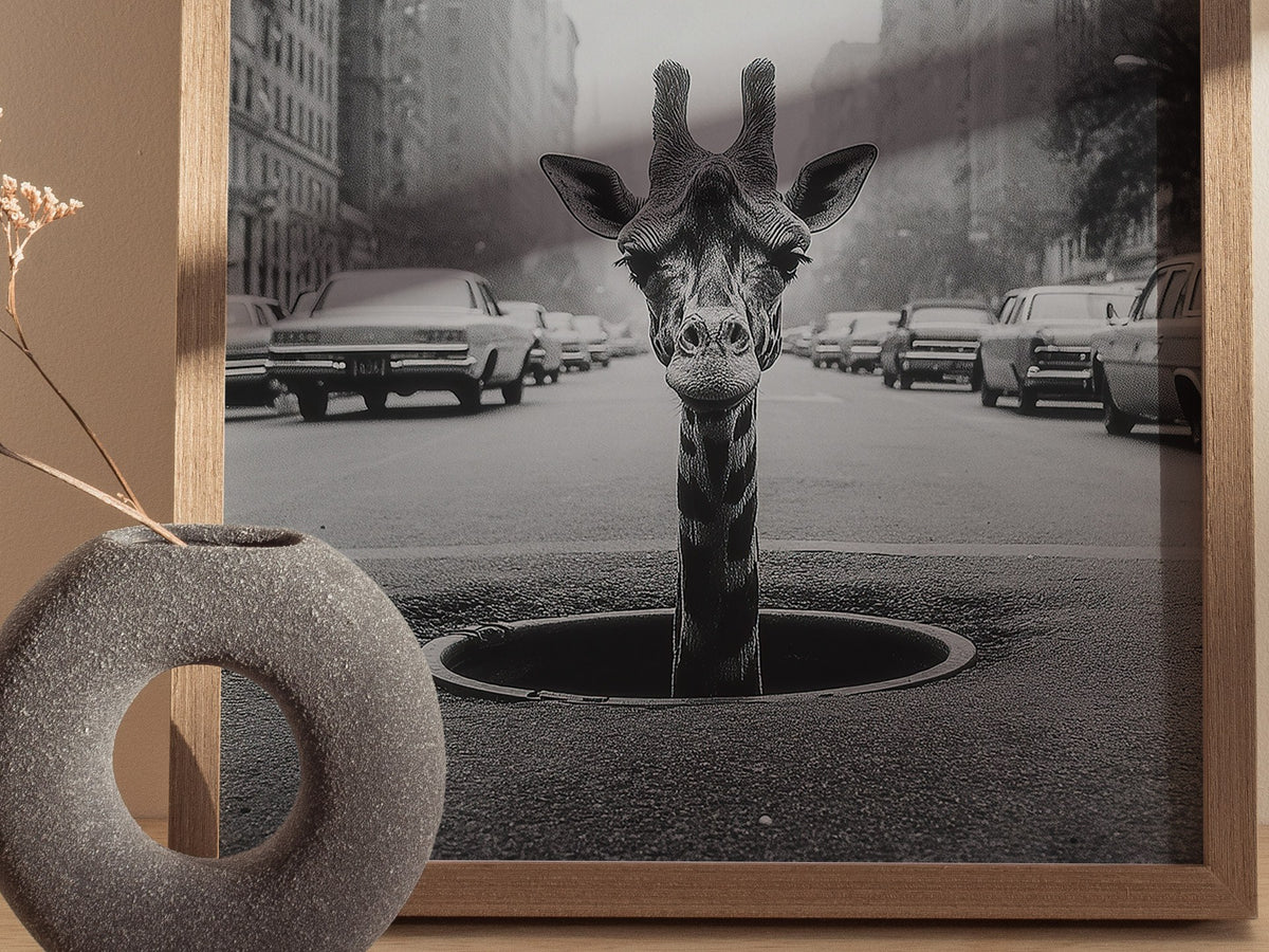 NYC Giraffe Poster | Wildlife Art Print — styled in an interior