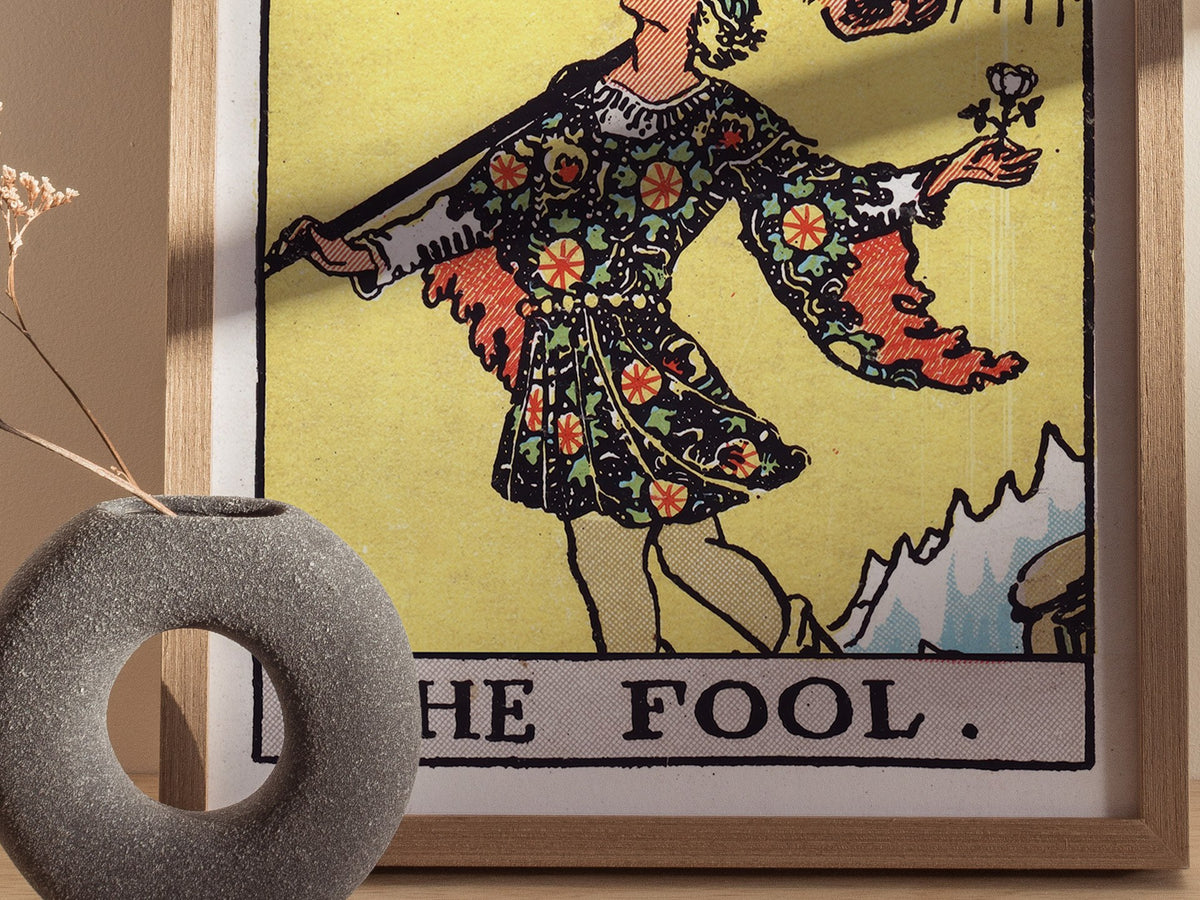 The Fool Poster | Tarot Art Print — styled in an interior