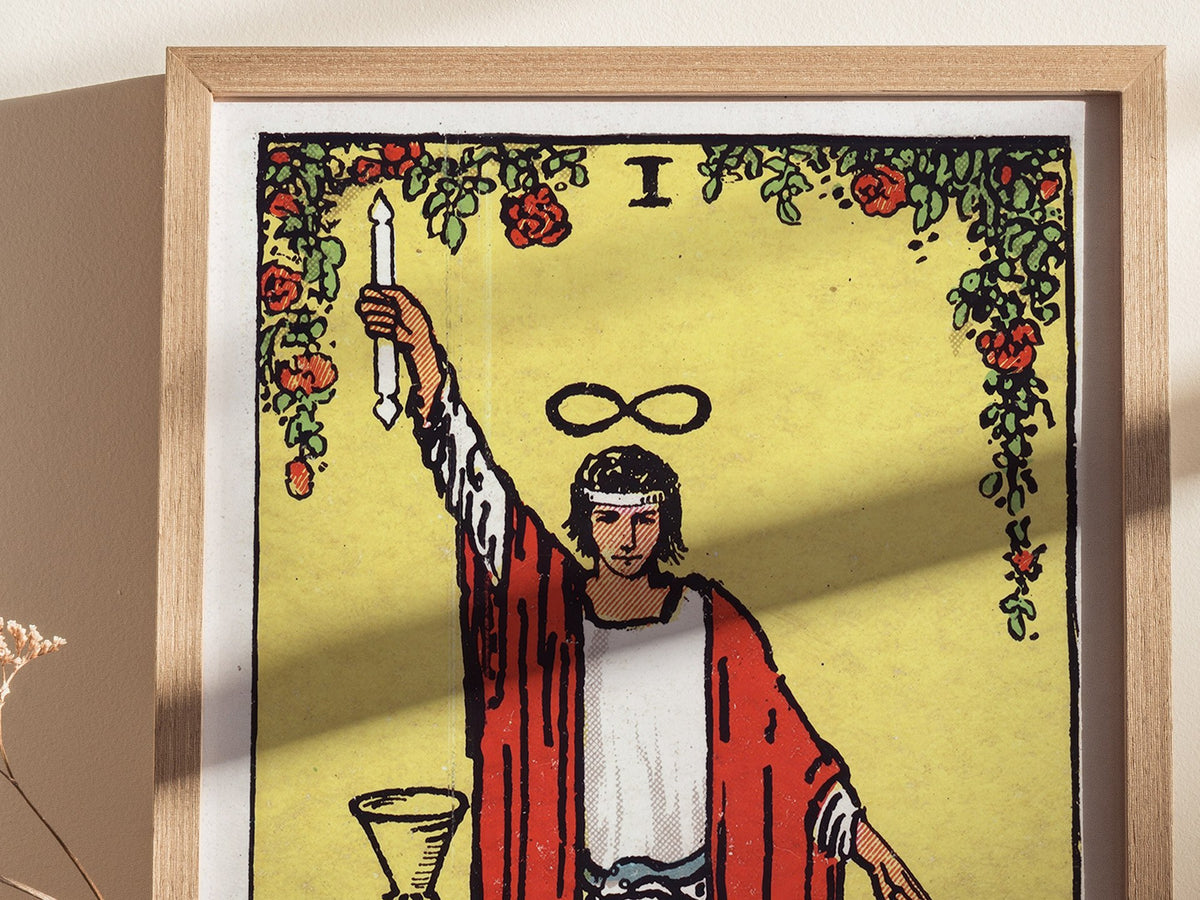 The Magician Poster | Tarot Art Print — styled in an interior