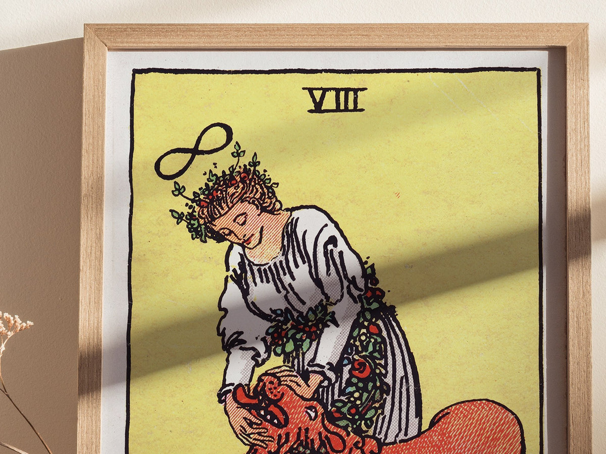 Strength Poster | Tarot Art Print — styled in an interior