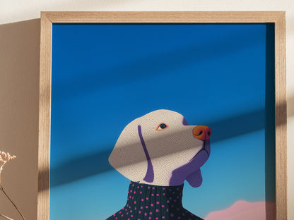 Rainbow Dog Sweater Poster | Kids Art Print — styled in an interior