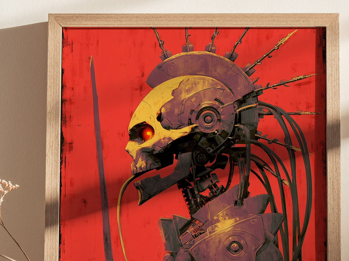 Cyberpunk Death Poster | Tarot Art Print — styled in an interior