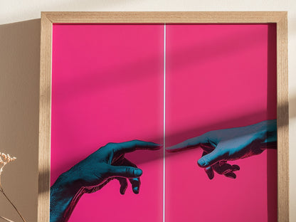 Neon Michelangelo Poster | Artistic Art Print — styled in an interior