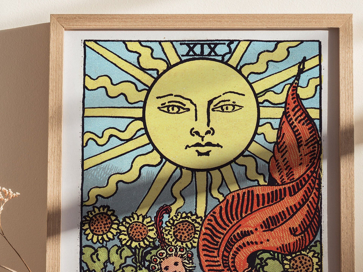 The Sun Poster | Tarot Art Print — styled in an interior