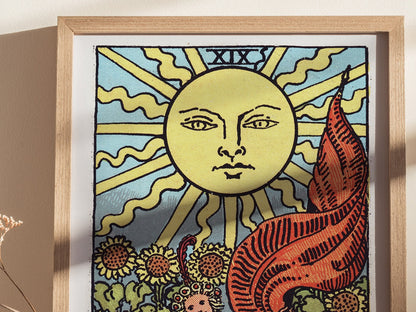 The Sun Poster | Tarot Art Print — styled in an interior