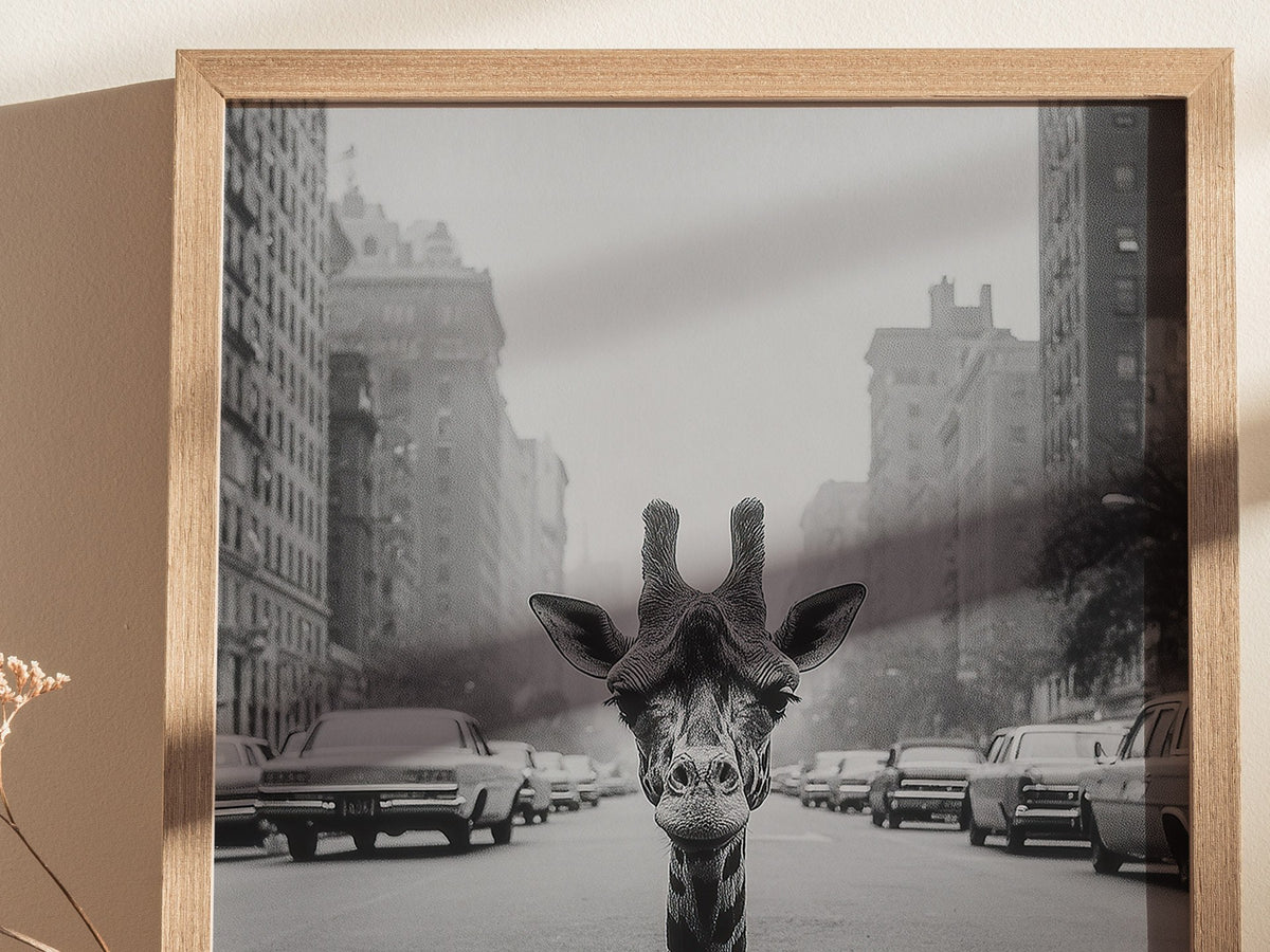 NYC Giraffe Poster | Wildlife Art Print — styled in an interior