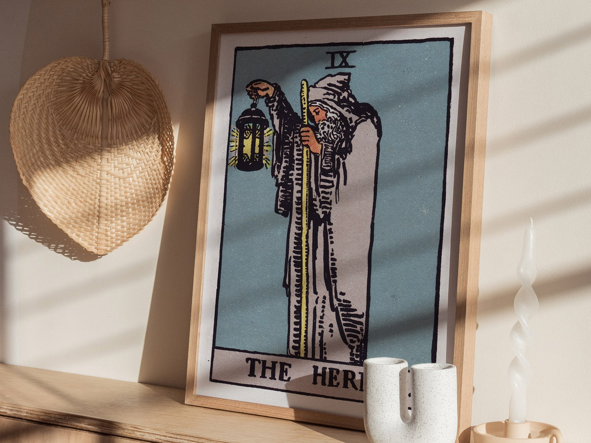 The Hermit Poster | Tarot Art Print — styled in an interior