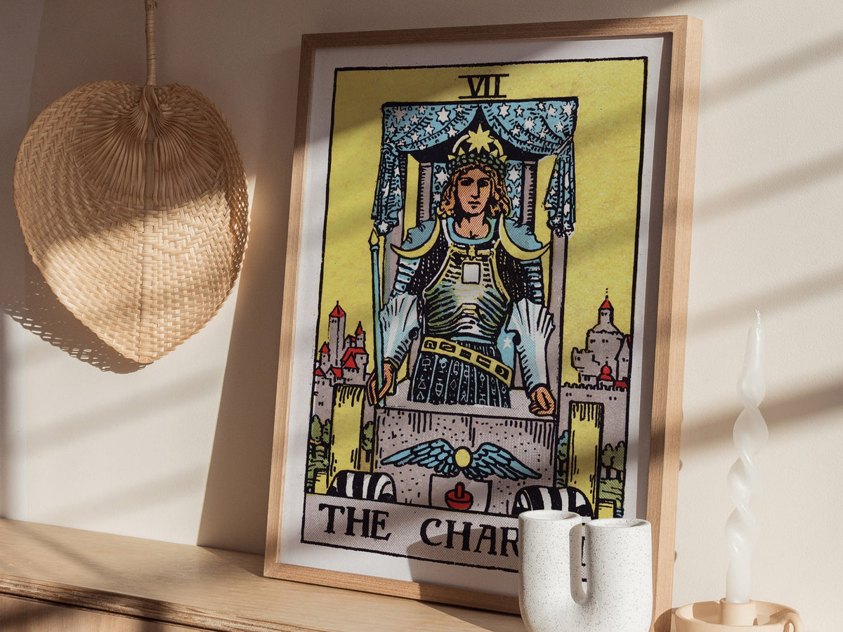 The Chariot Poster | Tarot Art Print — styled in an interior