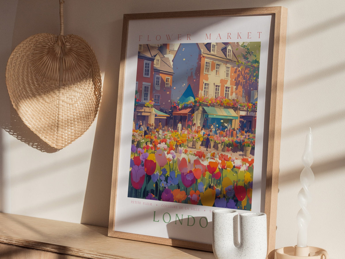 Flower Market London Poster | Floral and Plants Art Print — styled in an interior