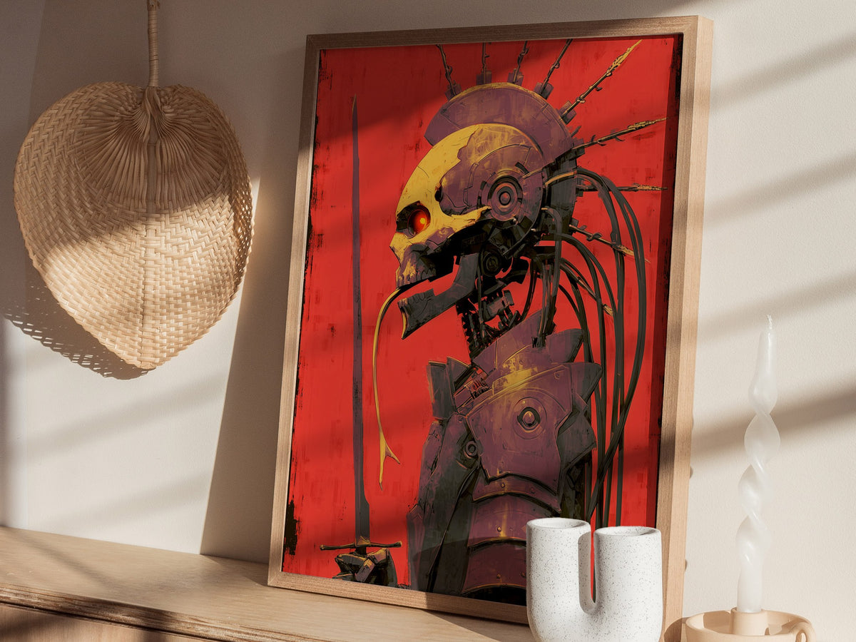 Cyberpunk Death Poster | Tarot Art Print — styled in an interior