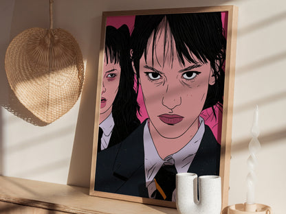 Mean Girls Stand Poster | Green and Gold Illustrative Art Print | Dark Academia Wall Art — styled in an interior