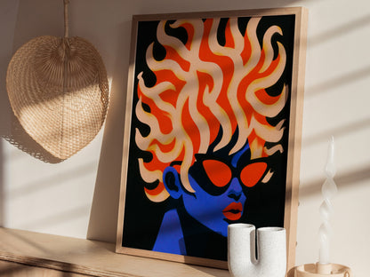 Skull Melts Colors Poster | Rainbow and Black Illustrative Art Print | Goth Wall Art — styled in an interior