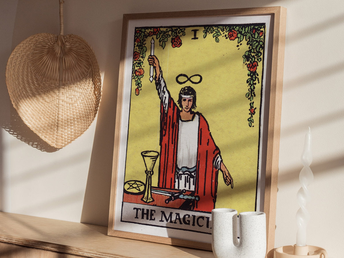 The Magician Poster | Tarot Art Print — styled in an interior