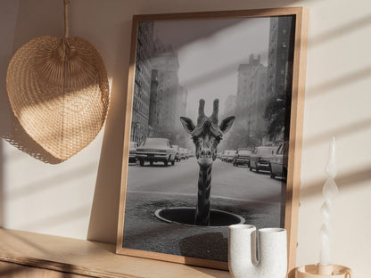 NYC Giraffe Poster | Wildlife Art Print — styled in an interior