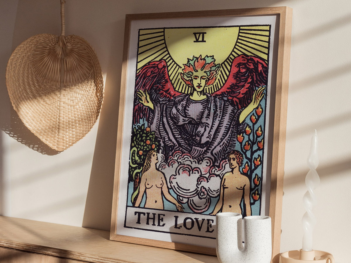 The Lovers Poster | Tarot Art Print — styled in an interior