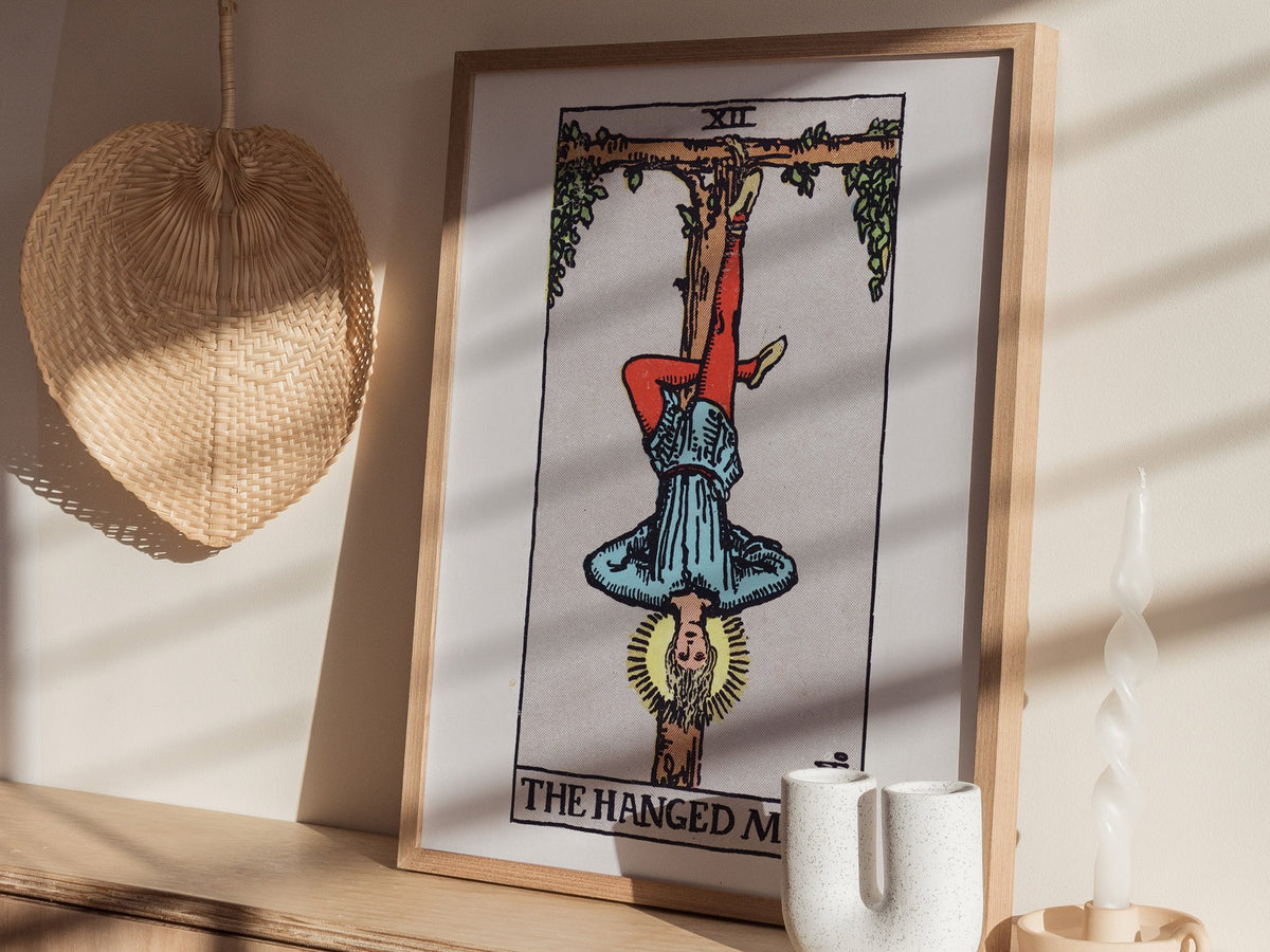 The Hanged Man v2 Poster | Tarot Art Print — styled in an interior